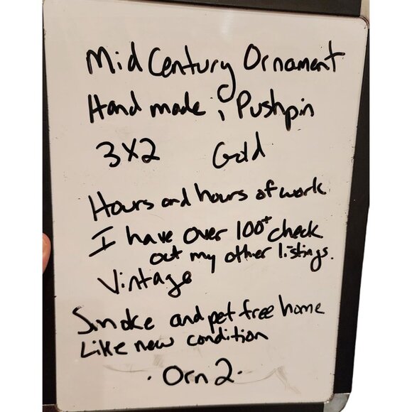 Orange Beaded Bell Ornament With Gold Accents Push Pin Pearl Details Holiday Dec - Picture 10 of 10